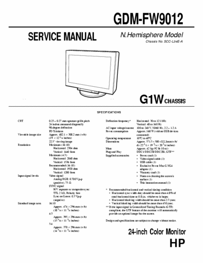 Sony GDM-FW9012_G1W SONY GDM-FW9012_G1W